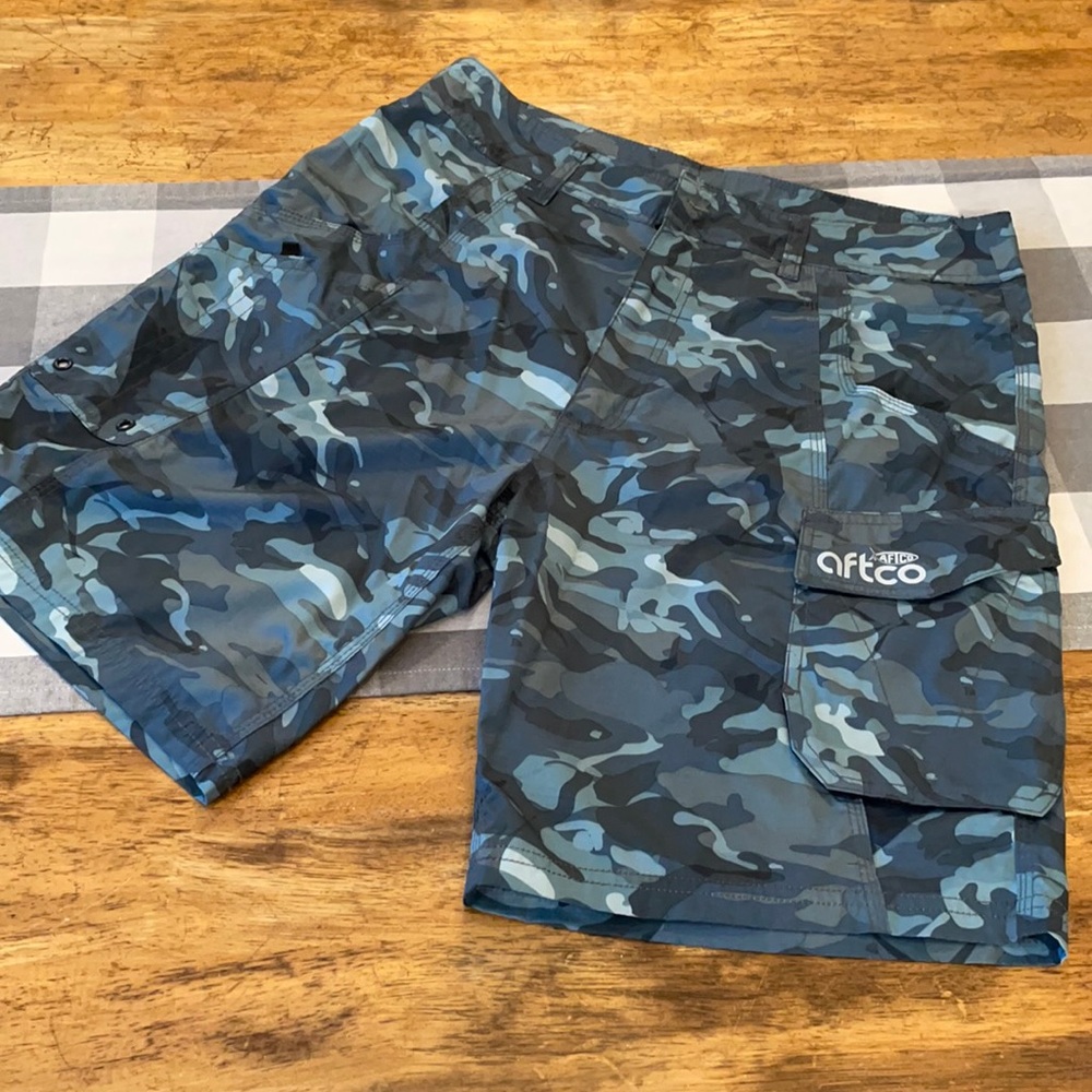 Blue Camouflage Fishing Shorts